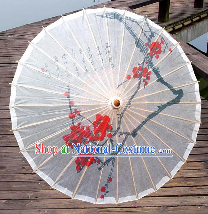 Handmade China Traditional Dance Ink Painting Wintersweet Umbrella Oil-paper Umbrella Stage Performance Props Umbrellas