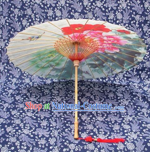 Handmade China Traditional Dance Ink Painting Peony Umbrella Oil-paper Umbrella Stage Performance Props Umbrellas