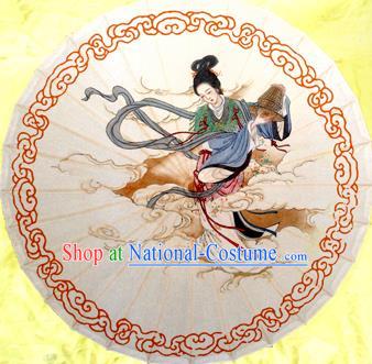 China Traditional Dance Handmade Umbrella Printing Goddess in the Moon Oil-paper Umbrella Stage Performance Props Umbrellas