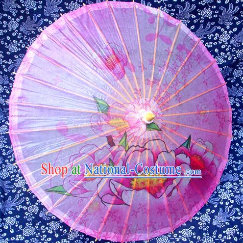 China Traditional Dance Handmade Umbrella Printing Pink Oil-paper Umbrella Stage Performance Props Umbrellas