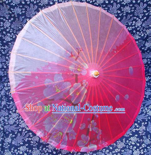 Handmade China Traditional Dance Umbrella Classical Printing Flowers Pink Oil-paper Umbrella Stage Performance Props Umbrellas