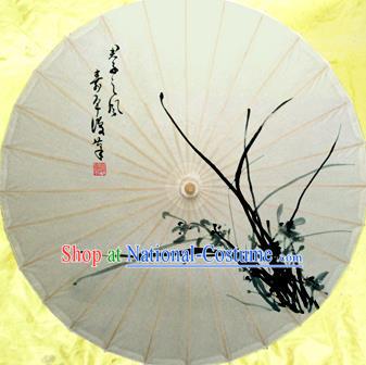 Handmade China Traditional Dance Umbrella Classical Ink Painting Orchid Oil-paper Umbrella Stage Performance Props Umbrellas