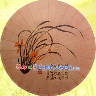 Handmade China Traditional Dance Umbrella Classical Painting Orchid Oil-paper Umbrella Stage Performance Props Umbrellas