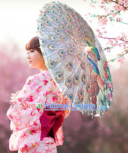 Handmade China Traditional Dance Wedding Umbrella Peacock Oil-paper Umbrella Stage Performance Props Umbrellas