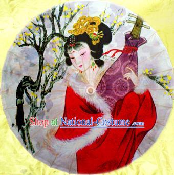 Handmade China Traditional Dance Wedding Umbrella Printing Beauty Wang Zhaojun Oil-paper Umbrella Stage Performance Props Umbrellas