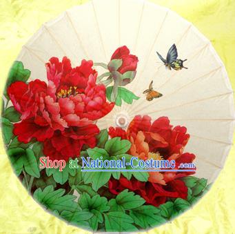 Handmade China Traditional Dance Wedding Umbrella Red Peony Oil-paper Umbrella Stage Performance Props Umbrellas