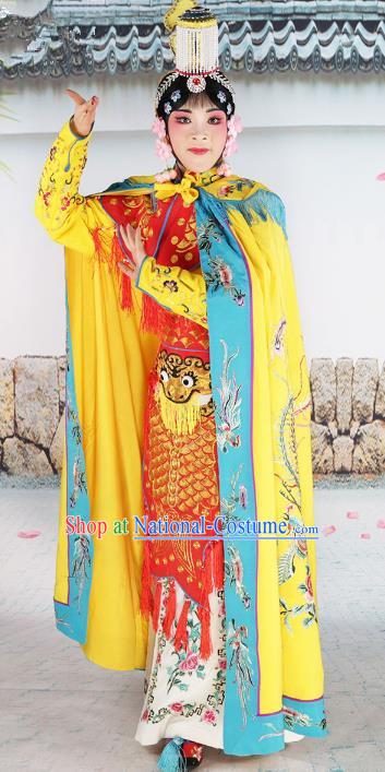 Chinese Beijing Opera Female Soldier Embroidered Costume, China Peking Opera Blues Embroidery Clothing