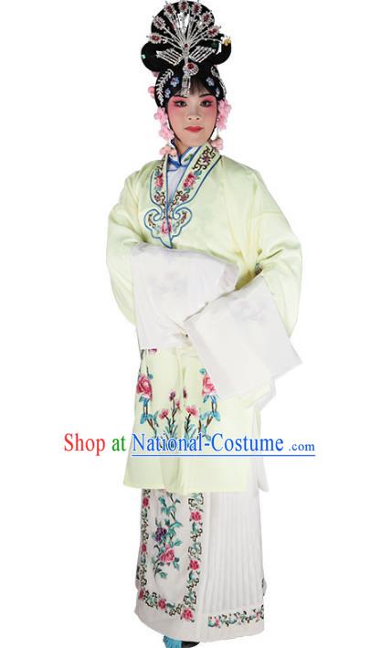 Chinese Beijing Opera Diva Embroidered Yellow Costume, China Peking Opera Actress Embroidery Clothing