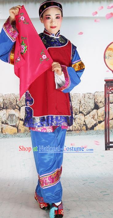 Chinese Beijing Opera Landlord Shiva Embroidered Red Costume, China Peking Opera Pantaloon Embroidery Clothing