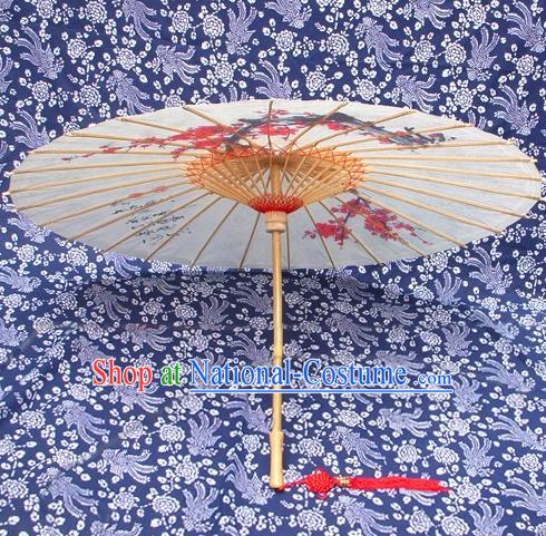 Handmade China Traditional Folk Dance Umbrella Painting Plum Blossom Oil-paper Umbrella Stage Performance Props Umbrellas