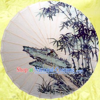 Handmade China Traditional Folk Dance Umbrella Painting Bamboo Stone Oil-paper Umbrella Stage Performance Props Umbrellas