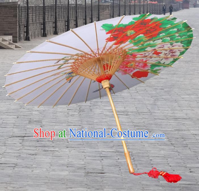 Handmade China Traditional Folk Dance Umbrella Painting Peony Butterfly Oil-paper Umbrella Stage Performance Props Umbrellas