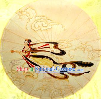 Handmade China Traditional Folk Dance Umbrella Painting Flying Apsara Oil-paper Umbrella Stage Performance Props Umbrellas