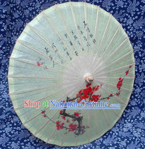 Handmade China Traditional Folk Dance Umbrella Painting Red Wintersweet Oil-paper Umbrella Stage Performance Props Umbrellas