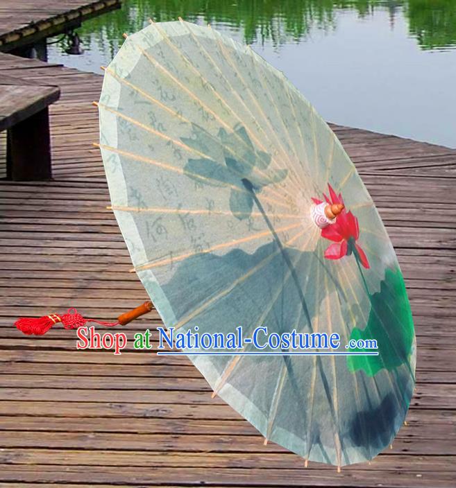 Handmade China Traditional Folk Dance Umbrella Ink Painting Lotus Oil-paper Umbrella Stage Performance Props Umbrellas