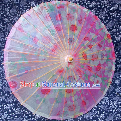 Handmade China Traditional Folk Dance Umbrella Painting Flowers Pink Oil-paper Umbrella Stage Performance Props Umbrellas