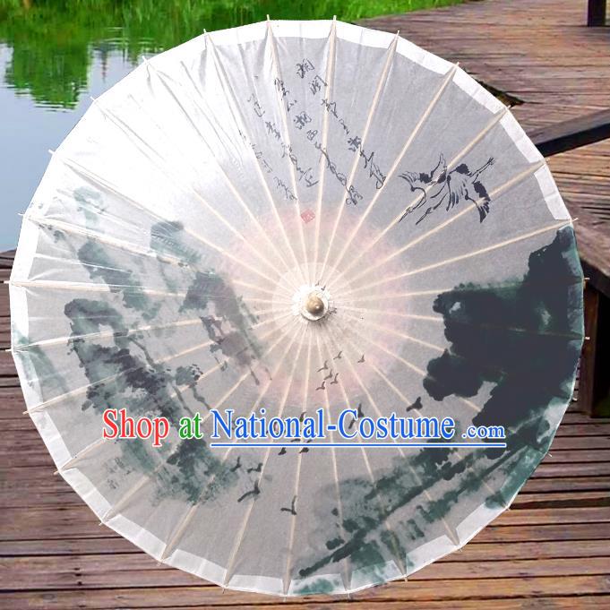 Handmade China Traditional Folk Dance Umbrella Ink Painting Wild Goose Oil-paper Umbrella Stage Performance Props Umbrellas