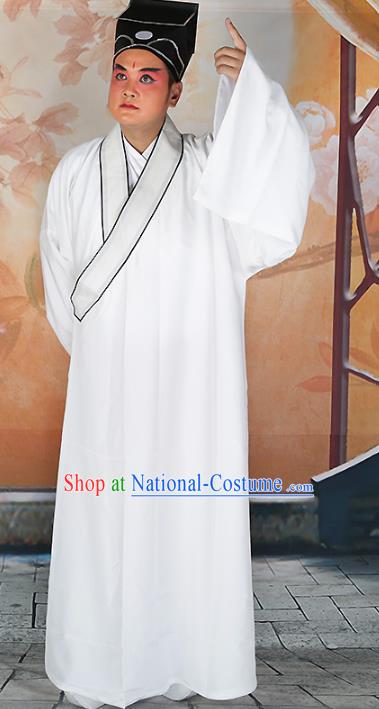 Chinese Beijing Opera Niche Costume White Robe, China Beijing Opera Scholar Clothing