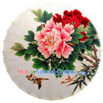 Handmade China Traditional Folk Dance Umbrella Stage Performance Props Umbrellas Painting Peony Oil-paper Umbrella