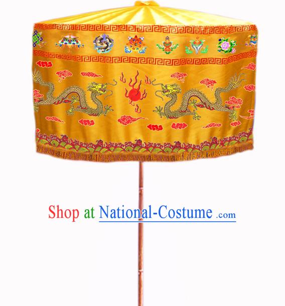 Asian China Handmade Ancient Emperor Umbrella Baldachin Embroidered Dragon Umbrellas