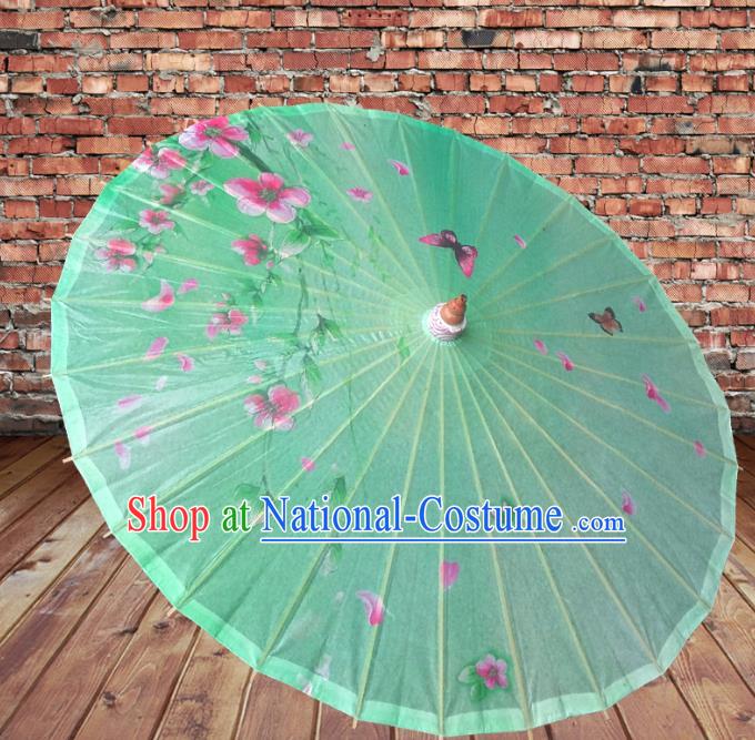 Handmade China Traditional Folk Dance Umbrella Printing Green Oil-paper Umbrella Stage Performance Props Umbrellas