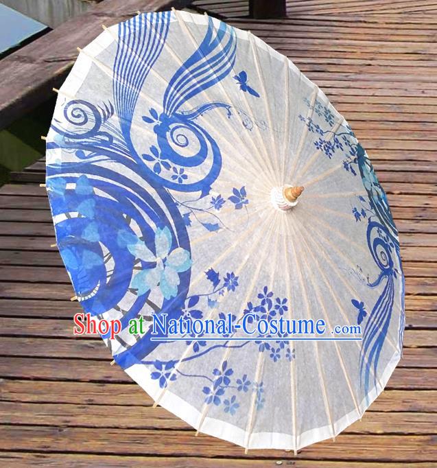 Handmade China Traditional Folk Dance Umbrella Printing White Oil-paper Umbrella Stage Performance Props Umbrellas