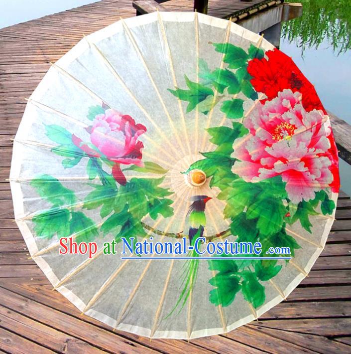 China Traditional Folk Dance Paper Umbrella Hand Painting Peony Oil-paper Umbrella Stage Performance Props Umbrellas