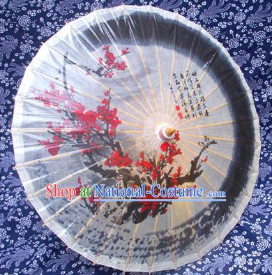 Handmade China Traditional Folk Dance Umbrella Ink Painting Red Plum Blossom Oil-paper Umbrella Stage Performance Props Umbrellas