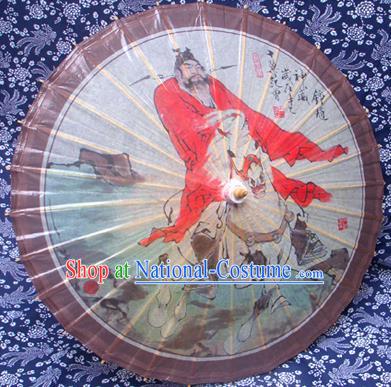 Handmade China Traditional Folk Dance Umbrella Stage Performance Props Umbrellas Printing Zhong Kui Oil-paper Umbrella