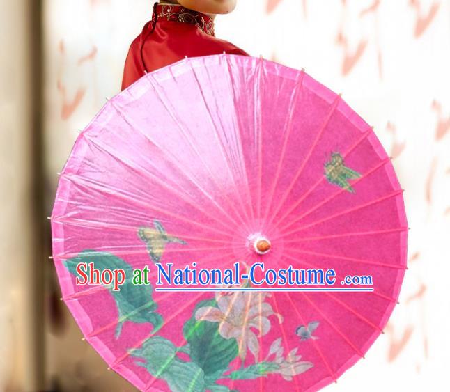 Handmade China Traditional Folk Dance Umbrella Stage Performance Props Umbrellas Printing Pink Oil-paper Umbrella