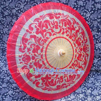 Handmade China Traditional Folk Dance Umbrella Stage Performance Props Umbrellas Printing Wedding Red Oil-paper Umbrella