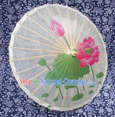 Handmade China Traditional Folk Dance Umbrella Stage Performance Props Umbrellas Painting Lotus Oil-paper Umbrella