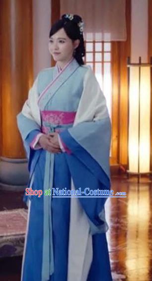 Traditional Chinese Ancient Han Dynasty Royal Princess Embroidered Dress Clothing for Women