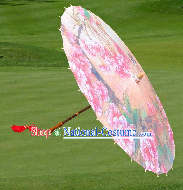 Handmade China Traditional Folk Dance Umbrella Stage Performance Props Umbrellas Printing Peach Blossom Oil-paper Umbrella