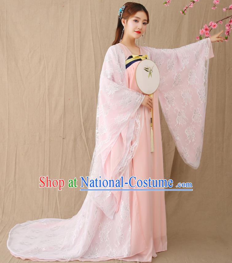 Traditional Chinese Tang Dynasty Imperial Concubine Costume, China Ancient Palace Fairy Hanfu Lace Dress Clothing for Women