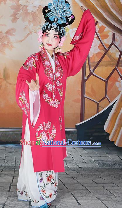 Chinese Beijing Opera Actress Princess Embroidered Peach Pink Costume, China Peking Opera Diva Embroidery Clothing