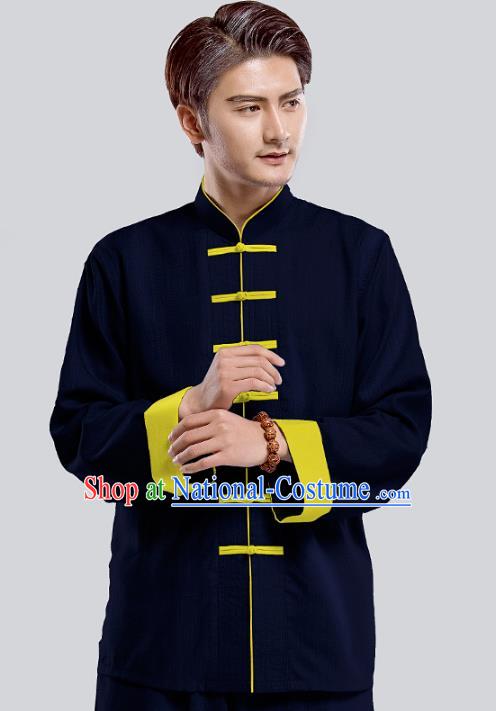 Top Grade Chinese Kung Fu Costume Tai Ji Training Blue Uniform, China Martial Arts Tang Suit Gongfu Clothing for Men