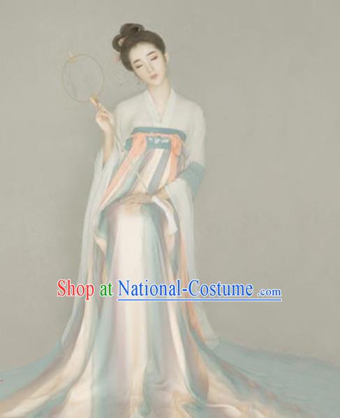 Asian Chinese Ancient Palace Princess Costume Tang Dynasty Young Lady Embroidered Clothing