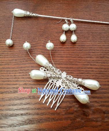 Traditional Handmade Chinese Ancient Classical Hair Accessories Palace Princess Pearls Hairpins for Women