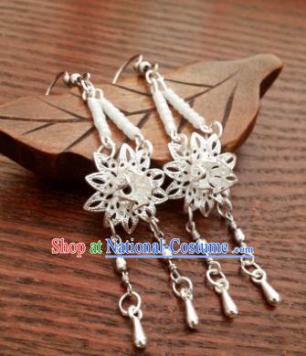 Traditional Handmade Chinese Ancient Princess Hanfu Lotus Eardrop Accessories Classical Tassel Earrings for Women