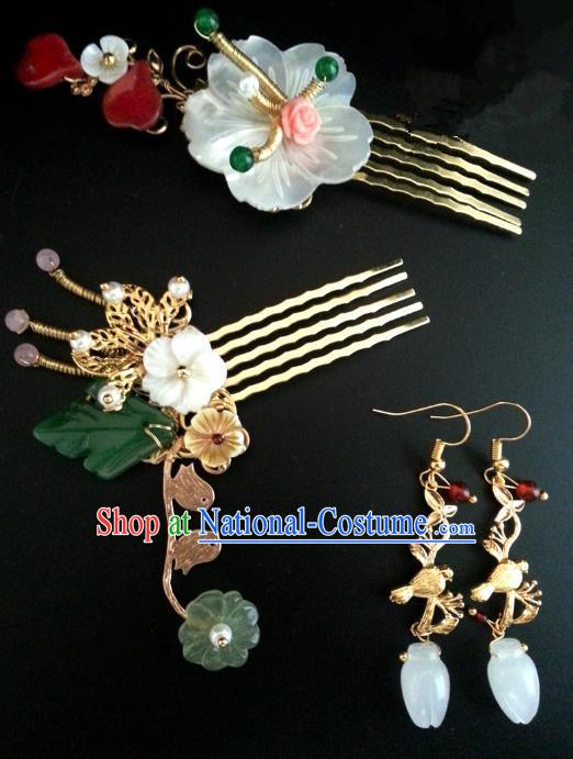 Traditional Handmade Chinese Ancient Classical Hair Accessories Hairpins Hair Comb and Earrings for Women