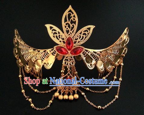 Traditional Handmade Chinese Ancient Classical Hair Accessories Hairpins Golden Phoenix Coronet for Women