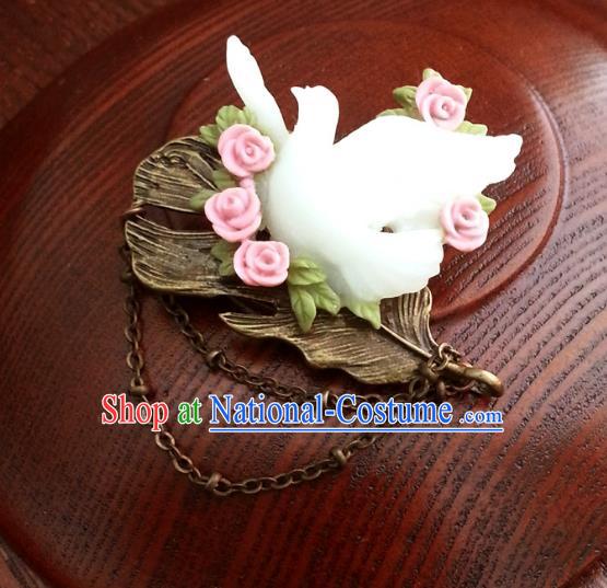 Traditional Handmade Chinese Ancient Classical Accessories Brooch Pigeons Breastpin for Women