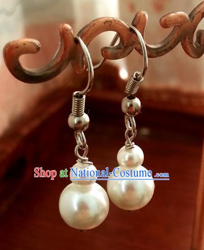 Traditional Handmade Chinese Ancient Princess Hanfu Eardrop Classical Pearls Earrings for Women