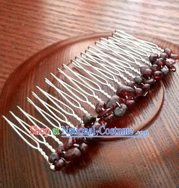 Traditional Handmade Chinese Ancient Classical Hair Accessories Hanfu Garnet Hairpins Hair Comb for Women