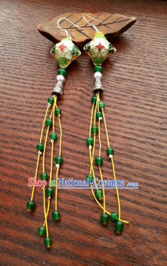 Traditional Chinese Handmade Cloisonn Eardrop Ancient Palace Lady Princess Hanfu Classical Earrings for Women