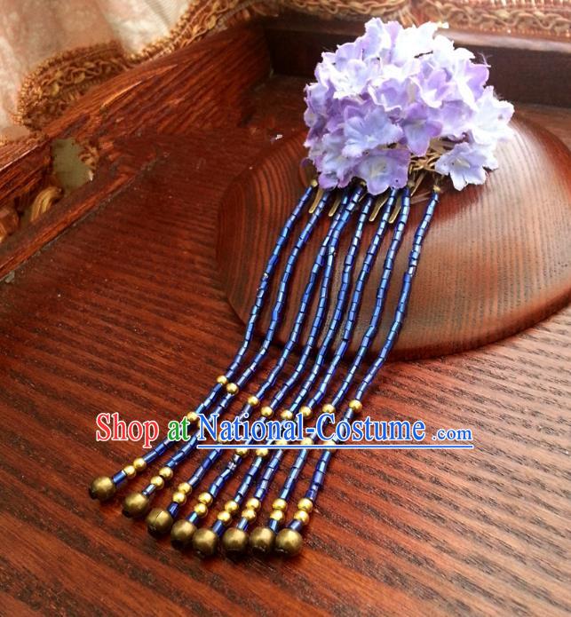 Traditional Chinese Handmade Classical Hair Accessories Purple Flowers Step Shake Ancient Hanfu Hairpins for Women