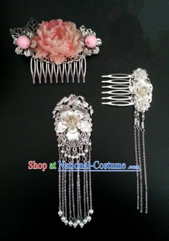 Traditional Chinese Handmade Classical Hair Accessories Tassel Hair Comb Ancient Hanfu Hairpins for Women