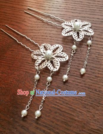 Handmade Traditional Chinese Classical Hair Accessories Flower Tassel Step Shake Ancient Hanfu Hairpins for Women