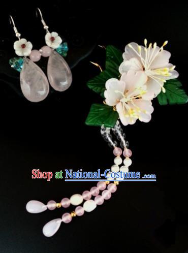 Handmade Traditional Chinese Classical Hair Accessories Ancient Tassel Hairpins and Earrings for Women